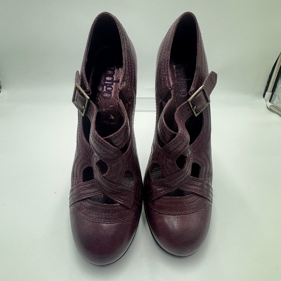 Indigo By Clarks Vintage Retro Leather Y2K Heels Plum Size 9m Rare - Picture 5 of 12